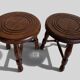 Mid-Century Chestnut Wood Stools Attributed to Charles Dudouyt, 1950s