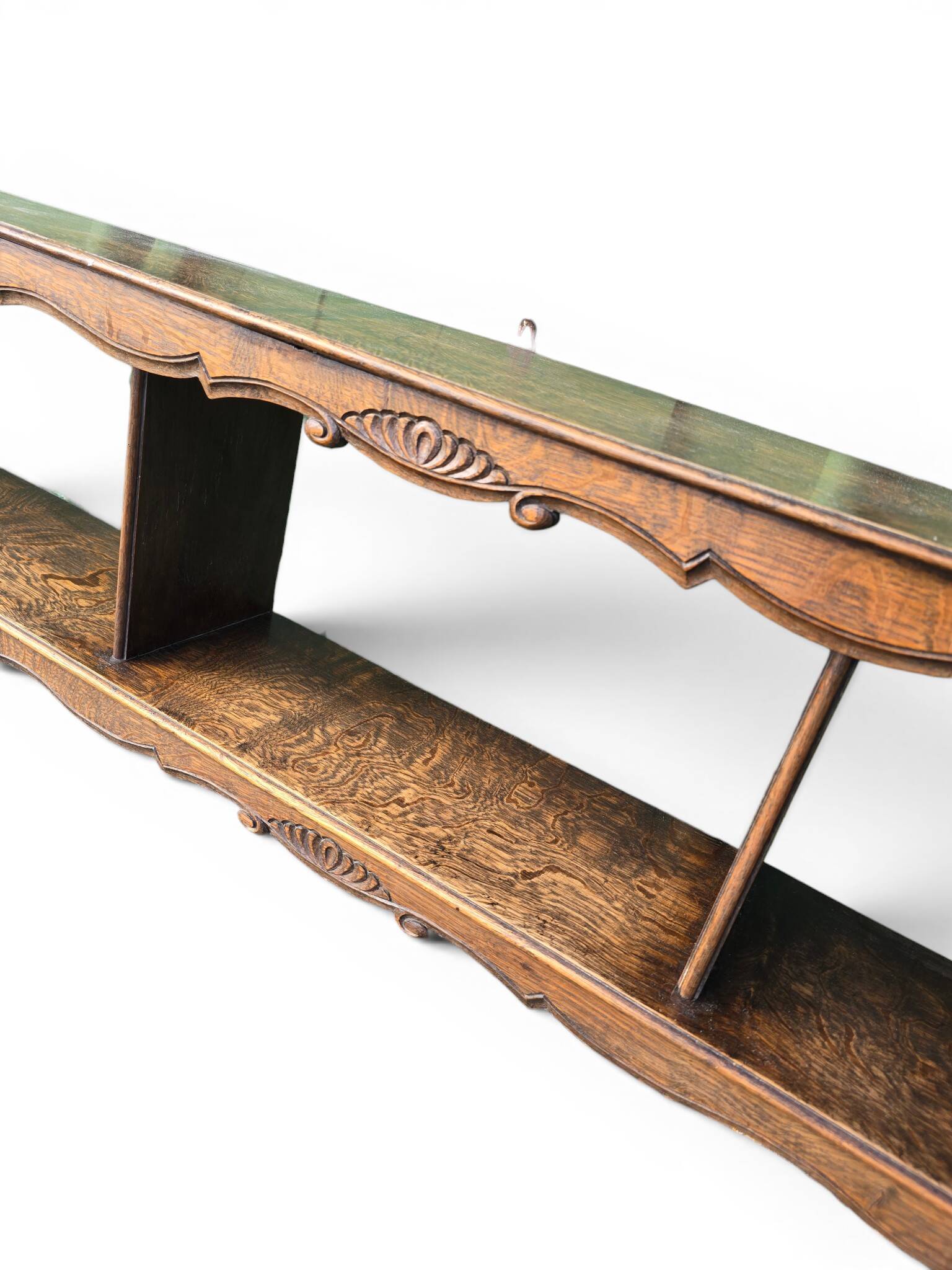 Large antique wall shelf in carved oak