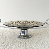 Art Deco smoked glass and aluminum bowl – France, 1935–50s