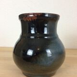 Blue flamed sandstone vase signed