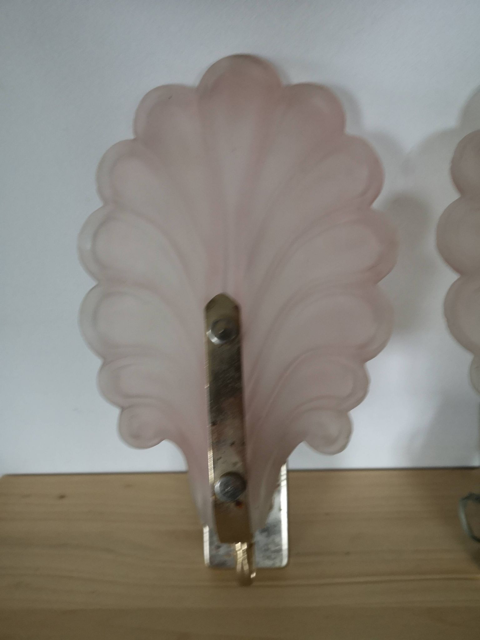 Pair of glass leg sconces, vintage 70 floral décor