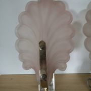 Pair of glass leg sconces, vintage 70 floral décor