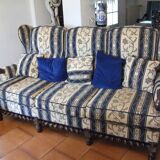 Louis XIII salon in turned wood – Sofa and pair of armchairs
