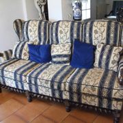 Louis XIII salon in turned wood – Sofa and pair of armchairs