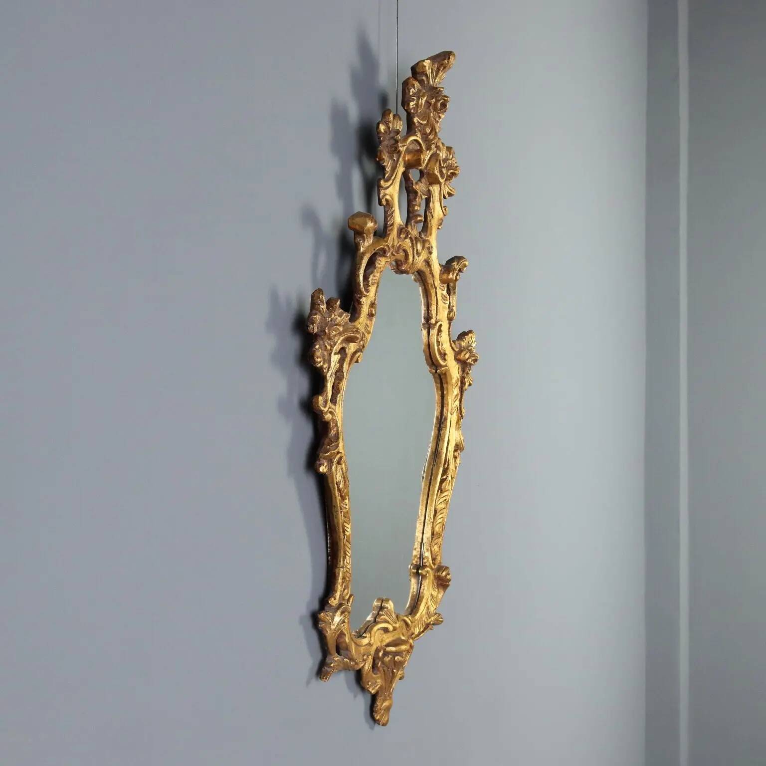 Antique baroque-style mirror in gilded wood, Italy, 20th century