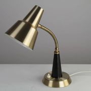 Table / Desk Lamp Model 600/5 by Gemi — Swedish Modernism in Black & Brass, 1960s