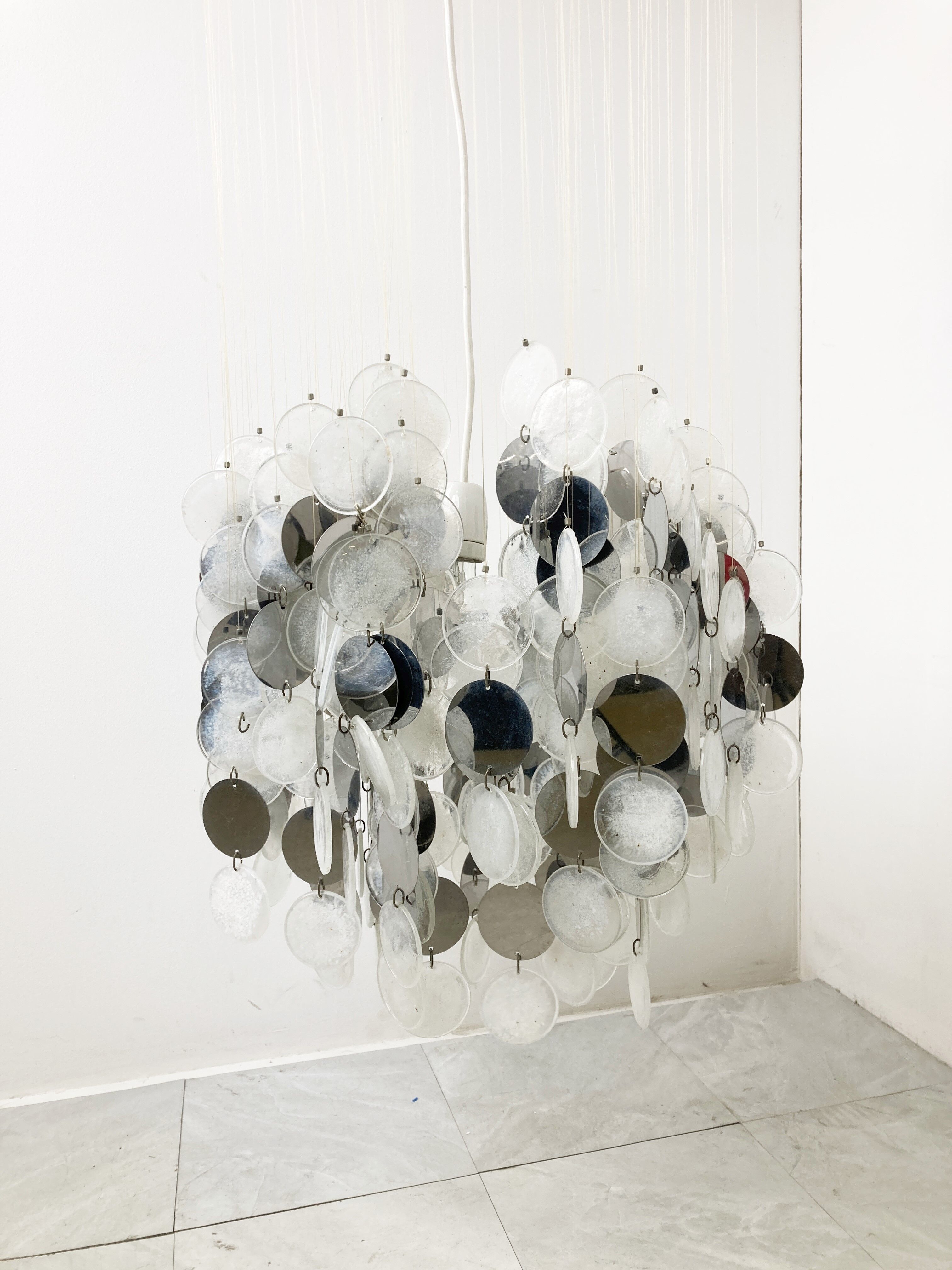 Mid century glass chandelier, 1970s