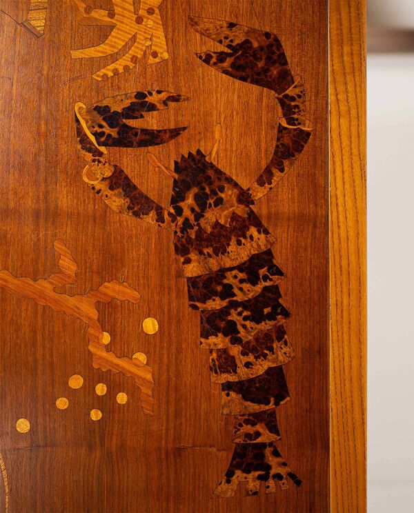 Table à manger italienne avec marqueterie, 1950