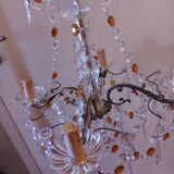 Chandelier to, colored crystal tassels