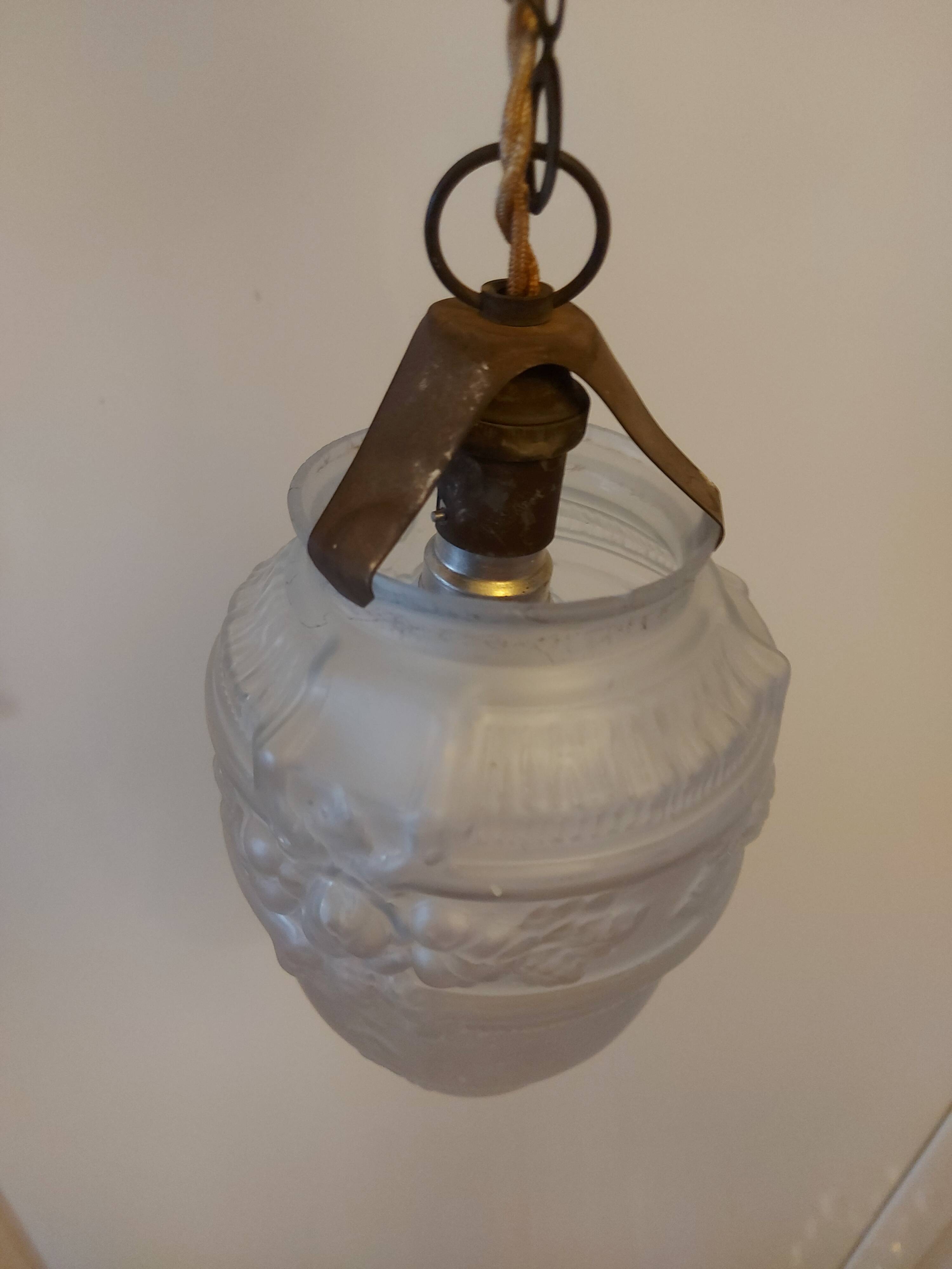 Art Deco chandelier in molded blown glass