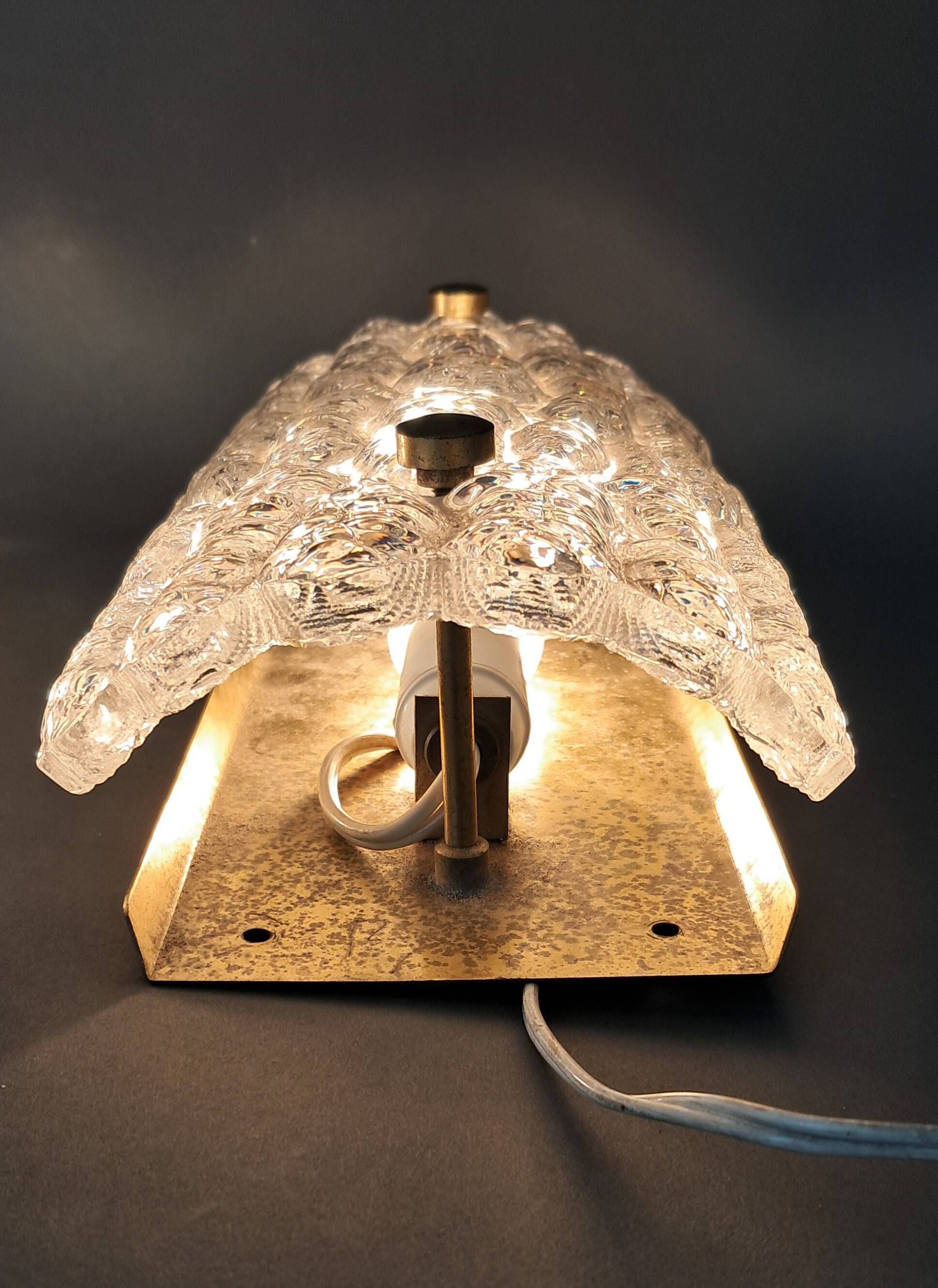 Pair of gilt brass and crystal sconces by Carl Fagerlund for Orrefors, 1960.