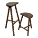 Set of 2 tripod stools with turned legs, vintage plant holder, 1960s