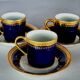 6 Limoges oven blue porcelain cups for Porcelainor Paris + case C582