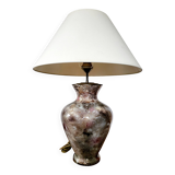 Grote gepatineerde glassen tafellamp van Laque Line jaren 1970