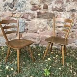 Series of 6 Scandinavian chairs or vintage wooden bistro