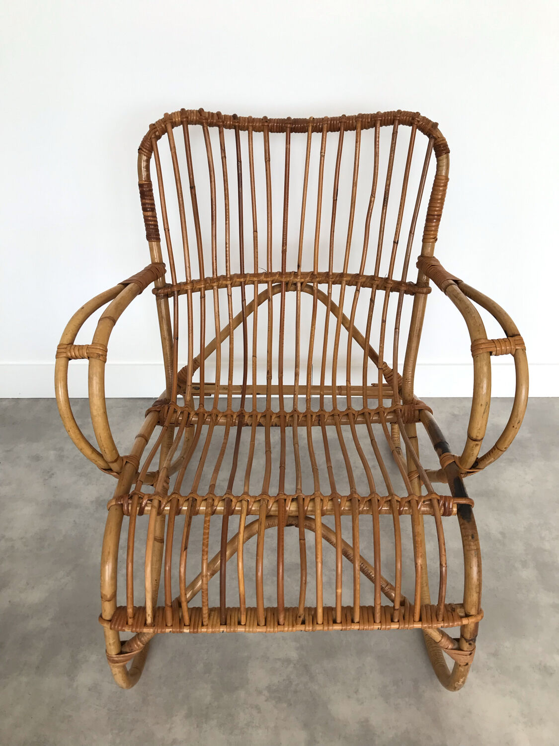 Pair of vintage rattan armchairs