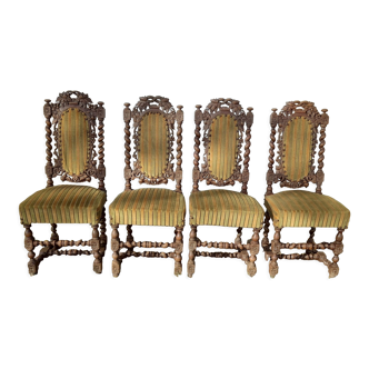 4 chaises style Louis XIII