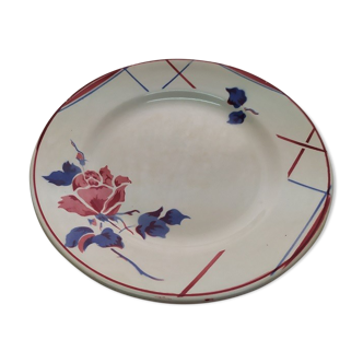 Plate Sarreguemines Service Util Flower Old Vintage