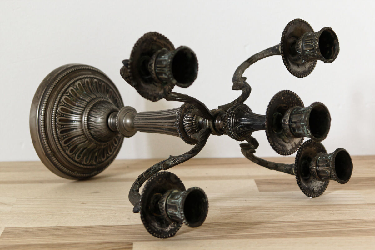 5-burner candlestick in silver bronze