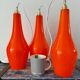 Set of three new electrified orange vintage pendant lamps