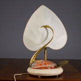Table lamp, Cigno, made of steel and Nautilus shells, by Antonio Pavi
