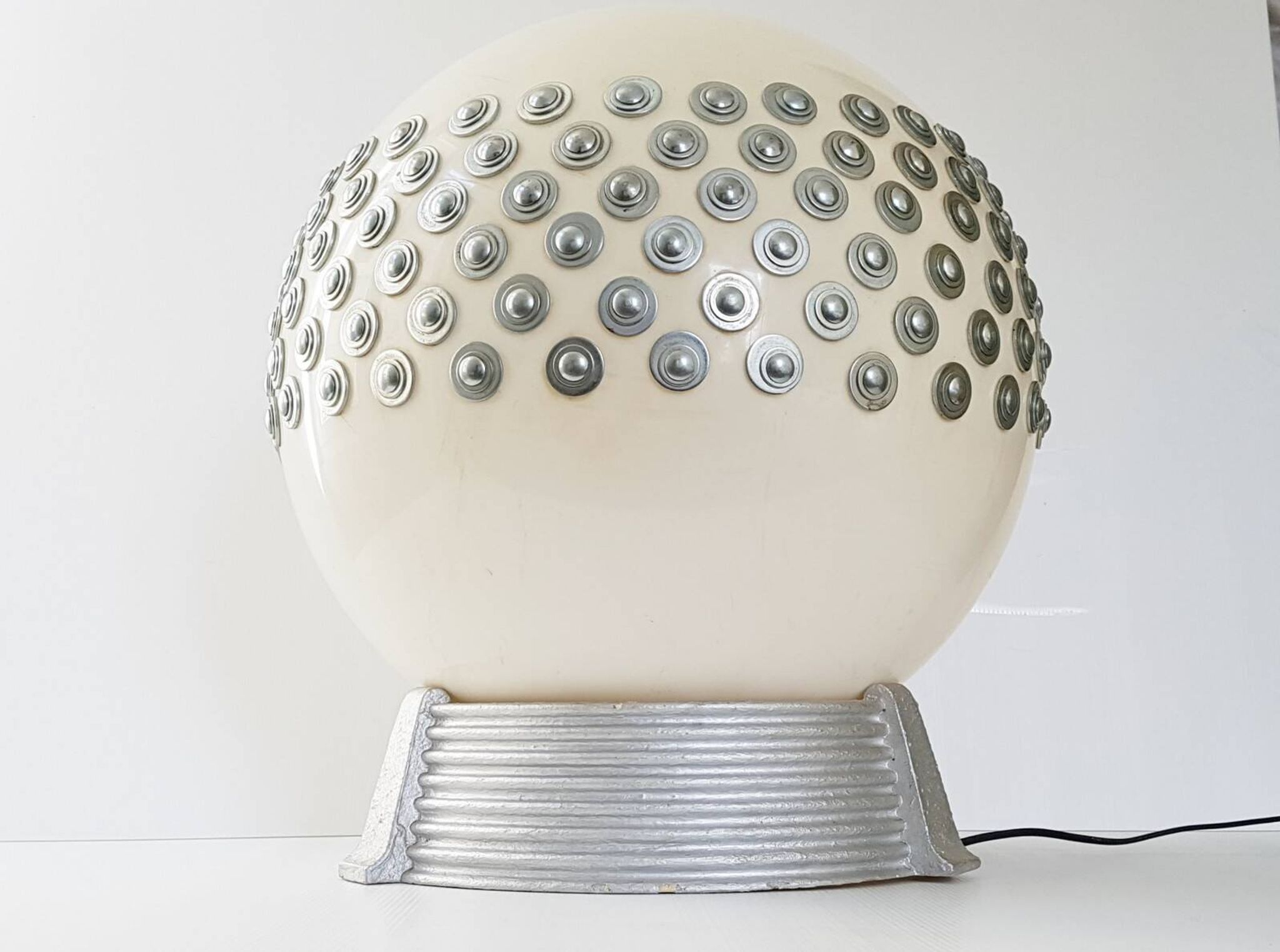 Exceptional plexiglas & plaster ball lamp house arlus 1970 space age 7
