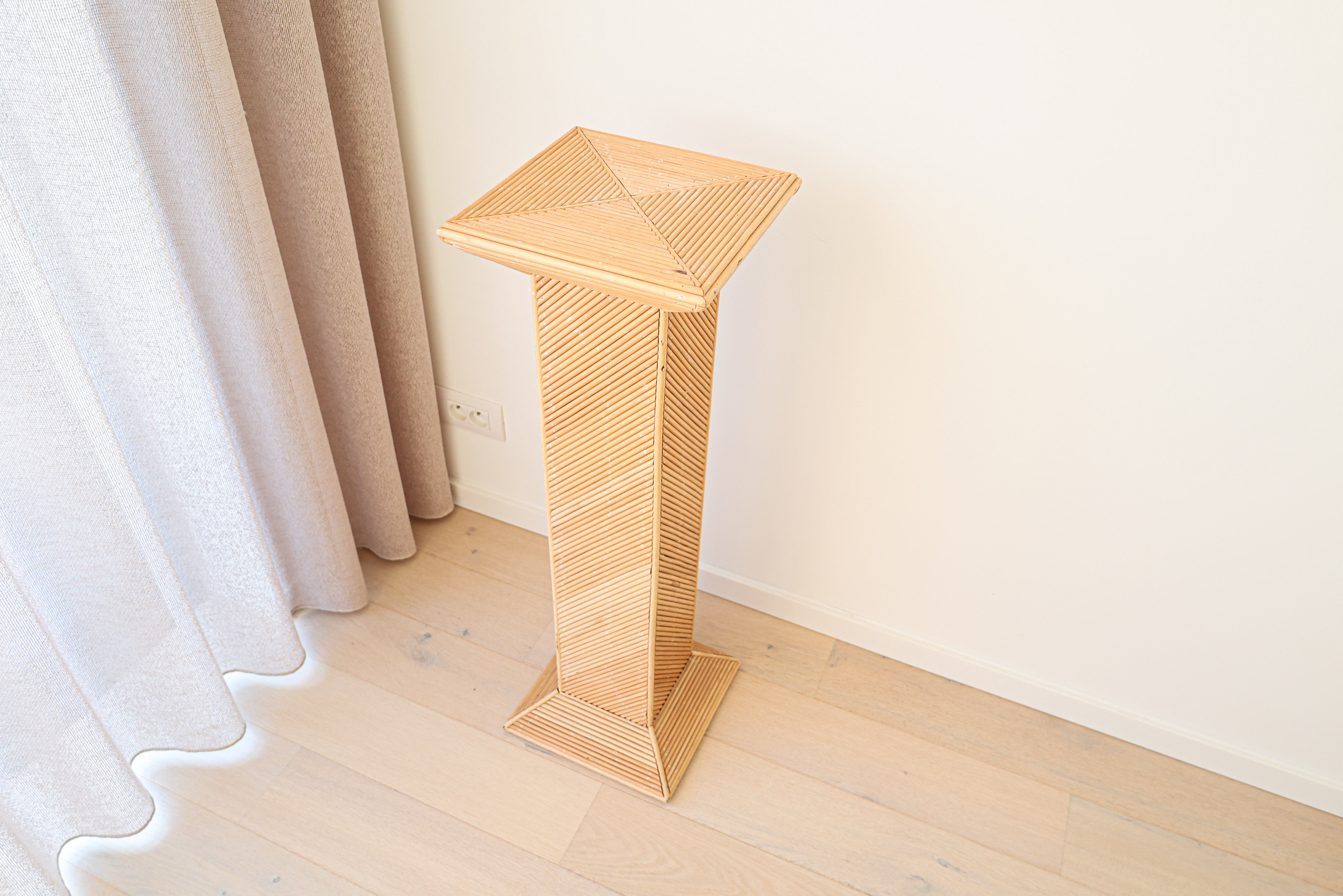 Vintage rattan pedestal, 1980s.