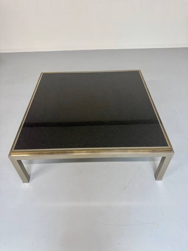 Grande table basse marbre laiton style Jansen 1970 vintage