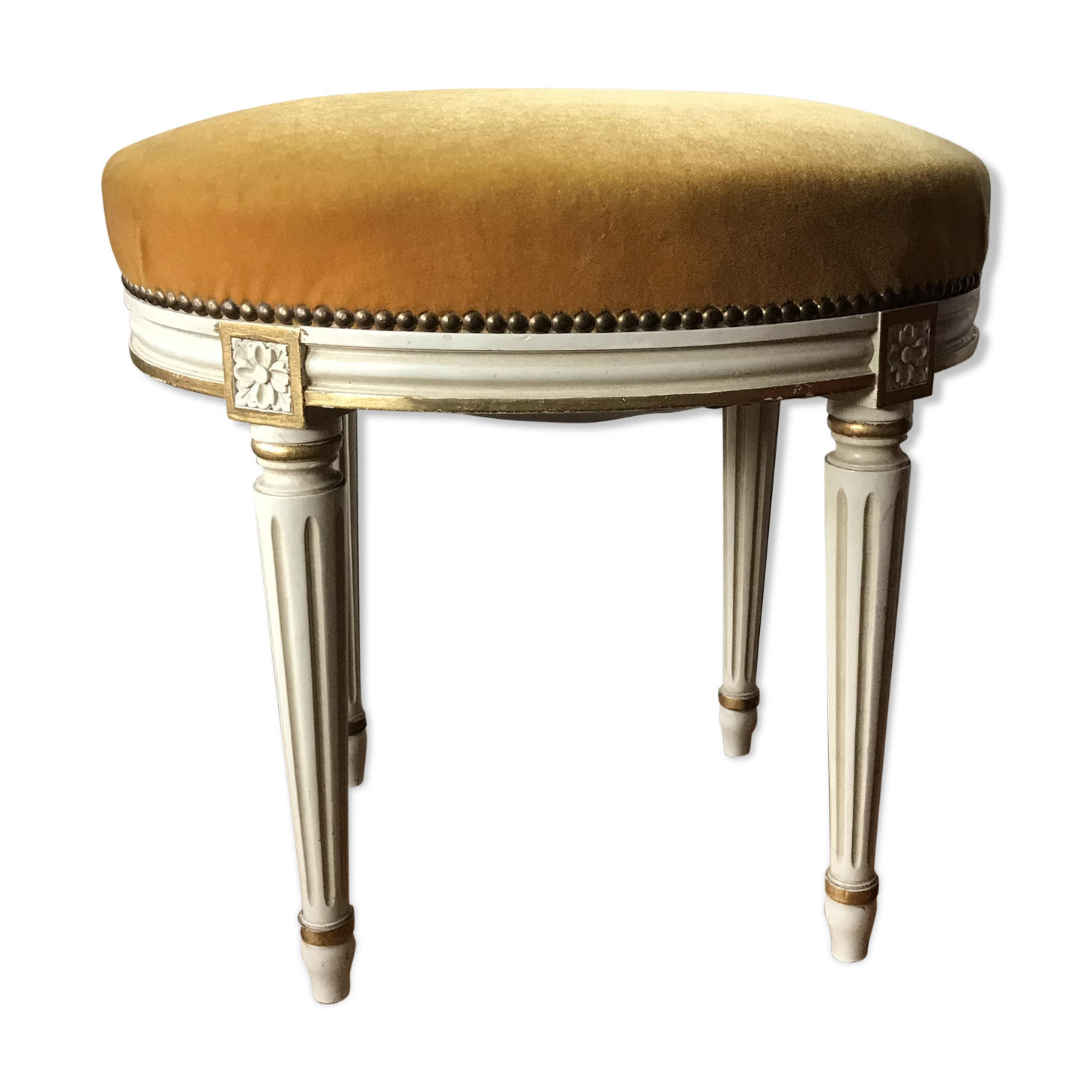Louis XVl style velvet pouf