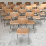 Set of 22 Kovona chrome and wood restaurant chairs