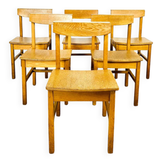 6 vintage oak chairs from the 1960s