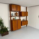 Antique modular shelf in solid French elm from the 60s, vintage
