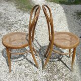 Pair of chairs bistrot tanned j & j khon curved wood