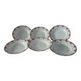 6 hollow plates Faience Orchie Moulin des loups