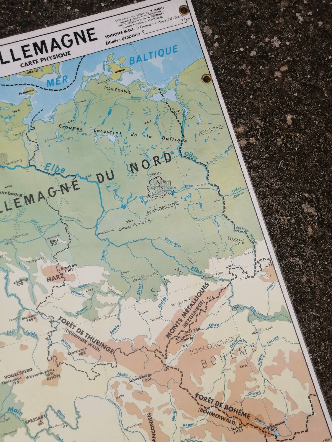 Old MDI Map of Germany Vintage Physical and Political.