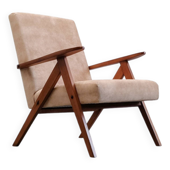 1960 Mid Century Easy Chair Model B 310 Var in Beige Velvet