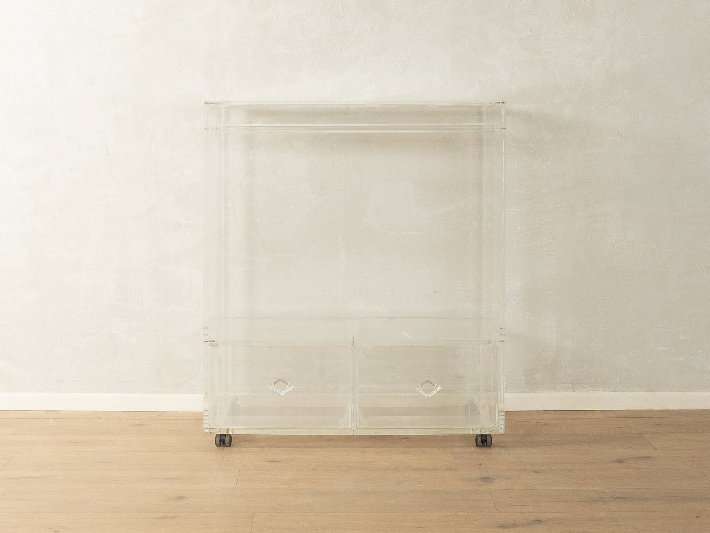 Minimalist chest of drawers from the 1980s, acrylic glass, unique piece
