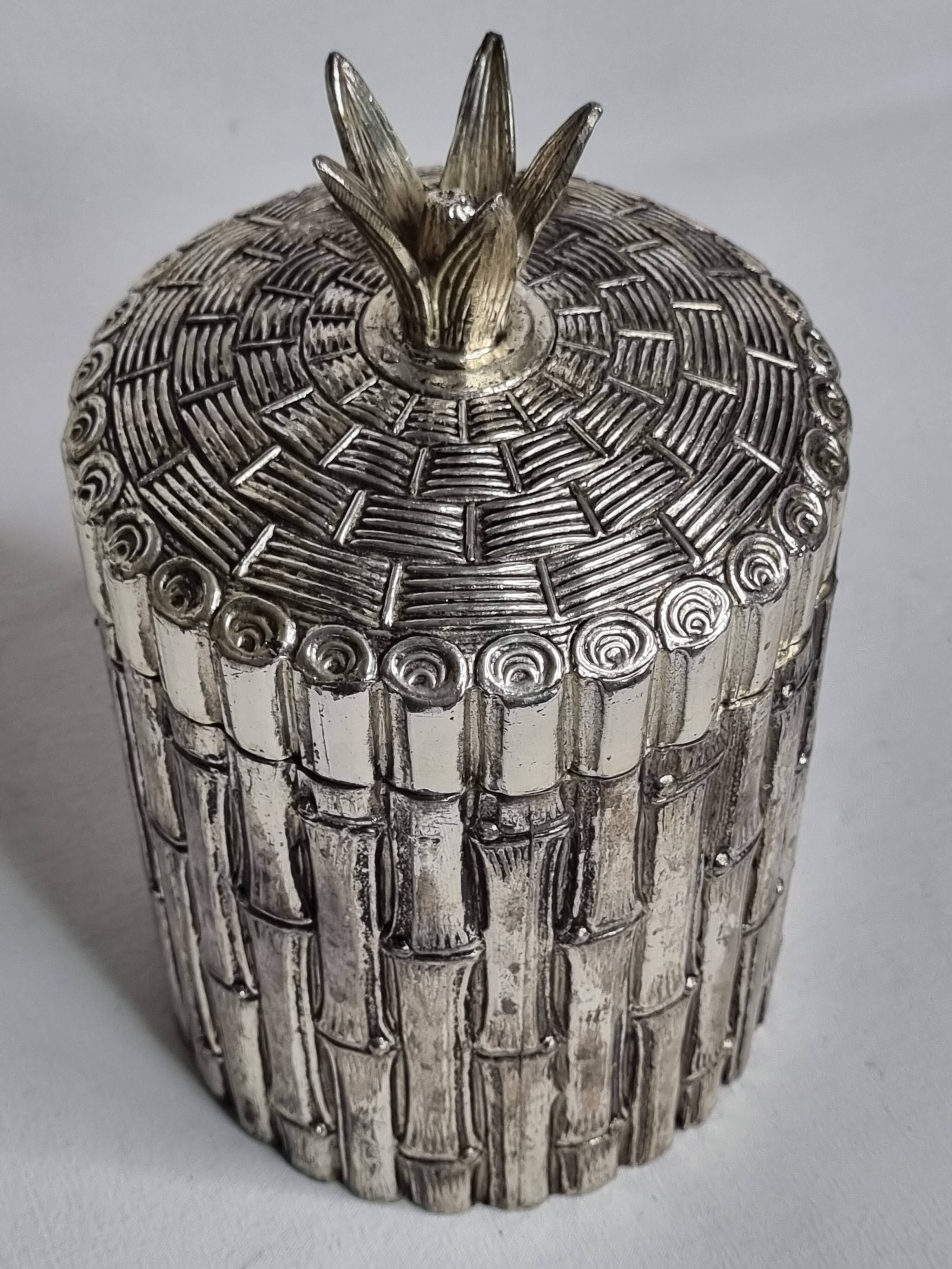 Mauro Manetti silver-plated metal ice bucket with bamboo decoration, Italy, 1970s