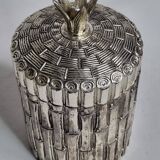 Mauro Manetti silver-plated metal ice bucket with bamboo decoration, Italy, 1970s