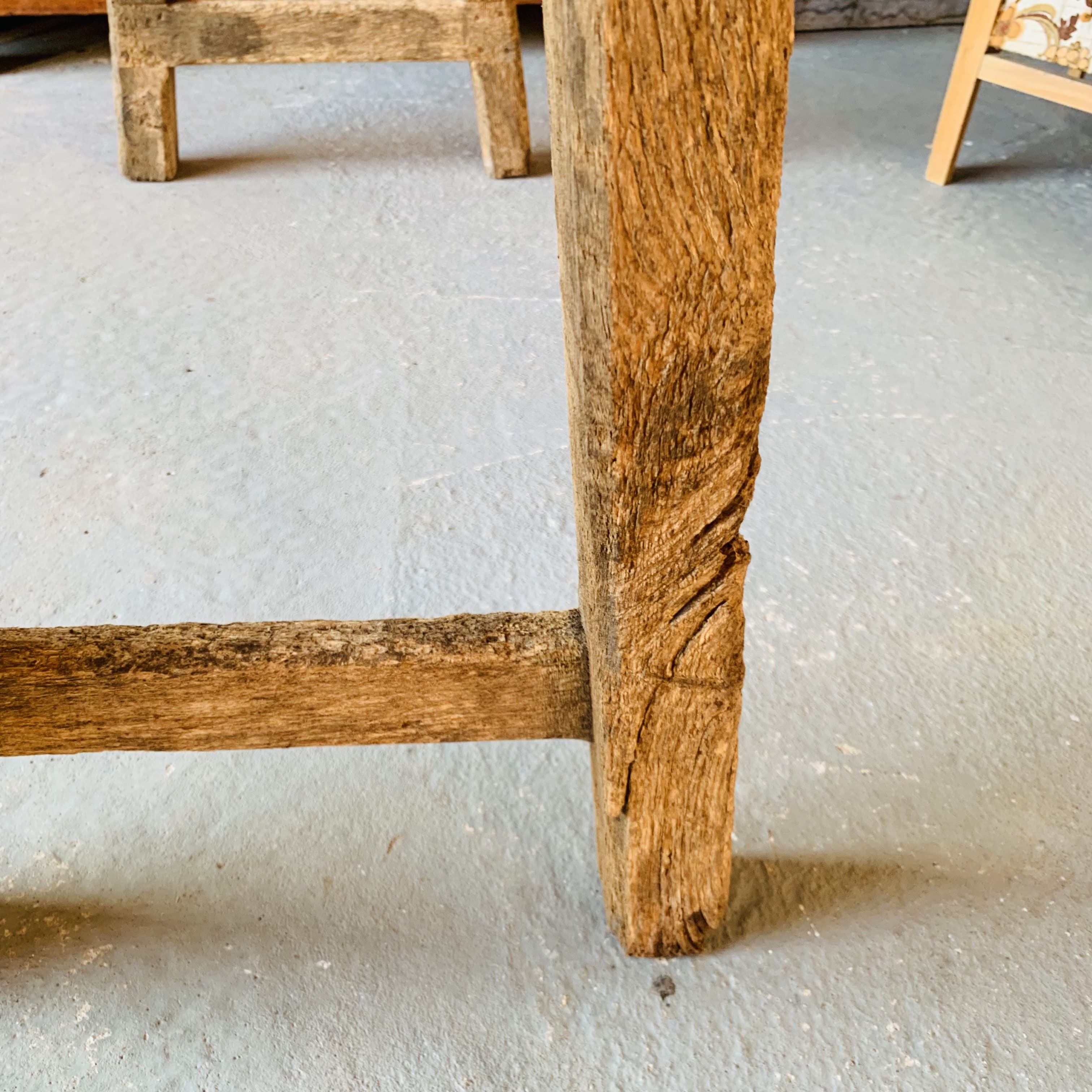 Primitive raw wood console