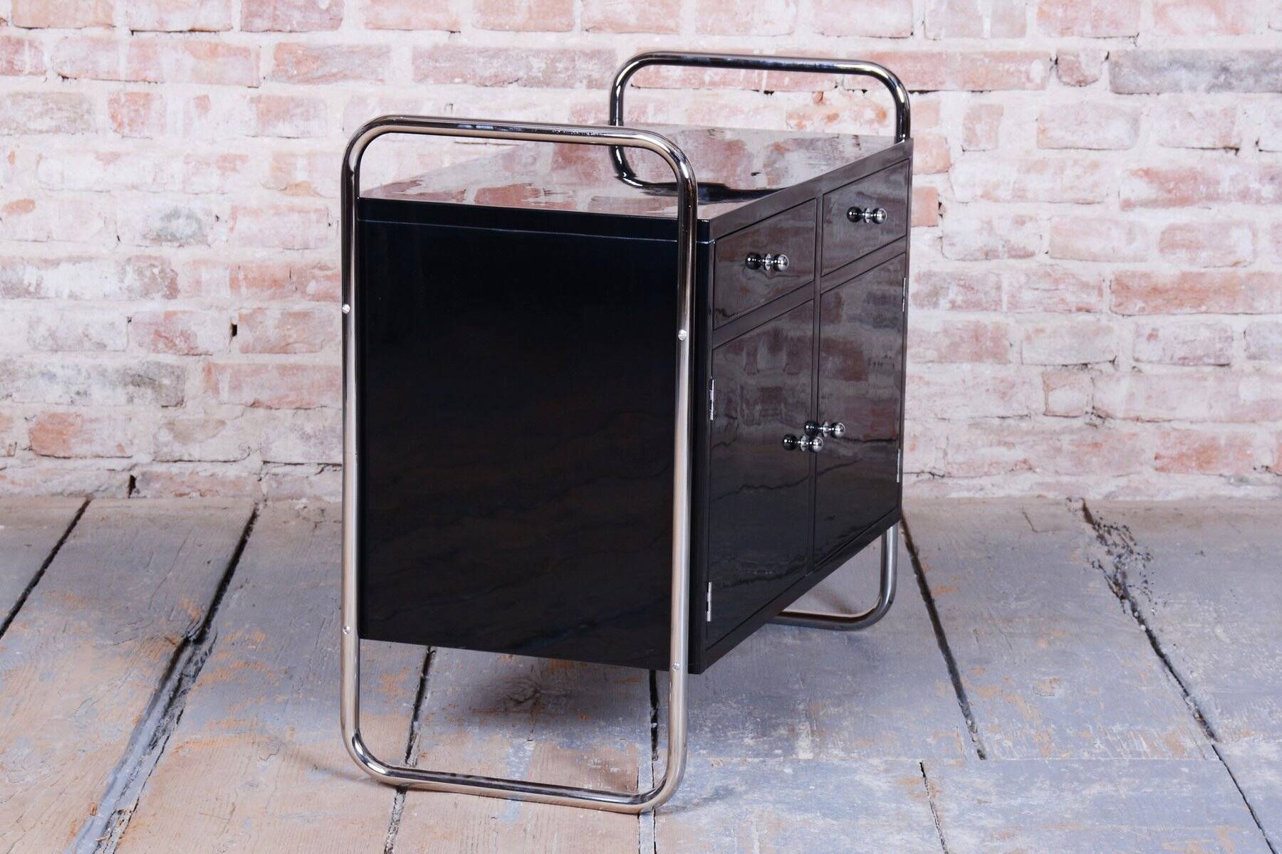 Bauhaus Cabinet in Chrome-Plated Steel by R. Slezák, Czech, 1930s
