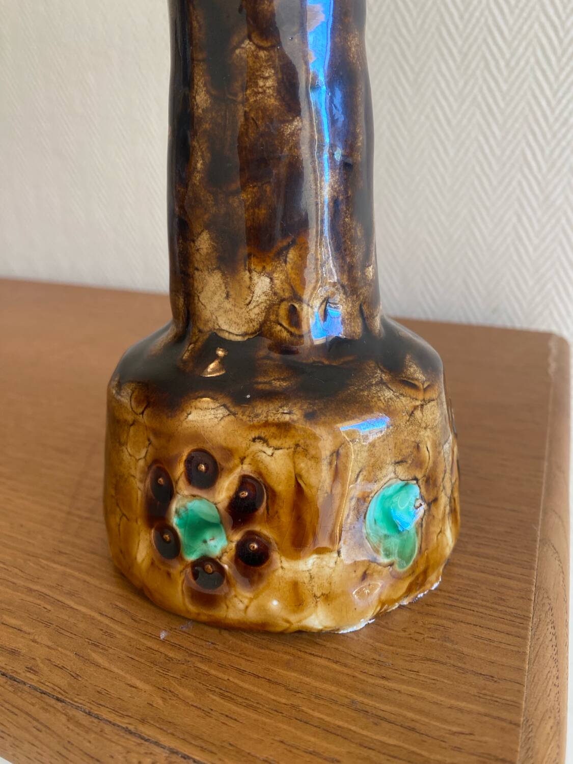 Vintage enameled ceramic lamp base
