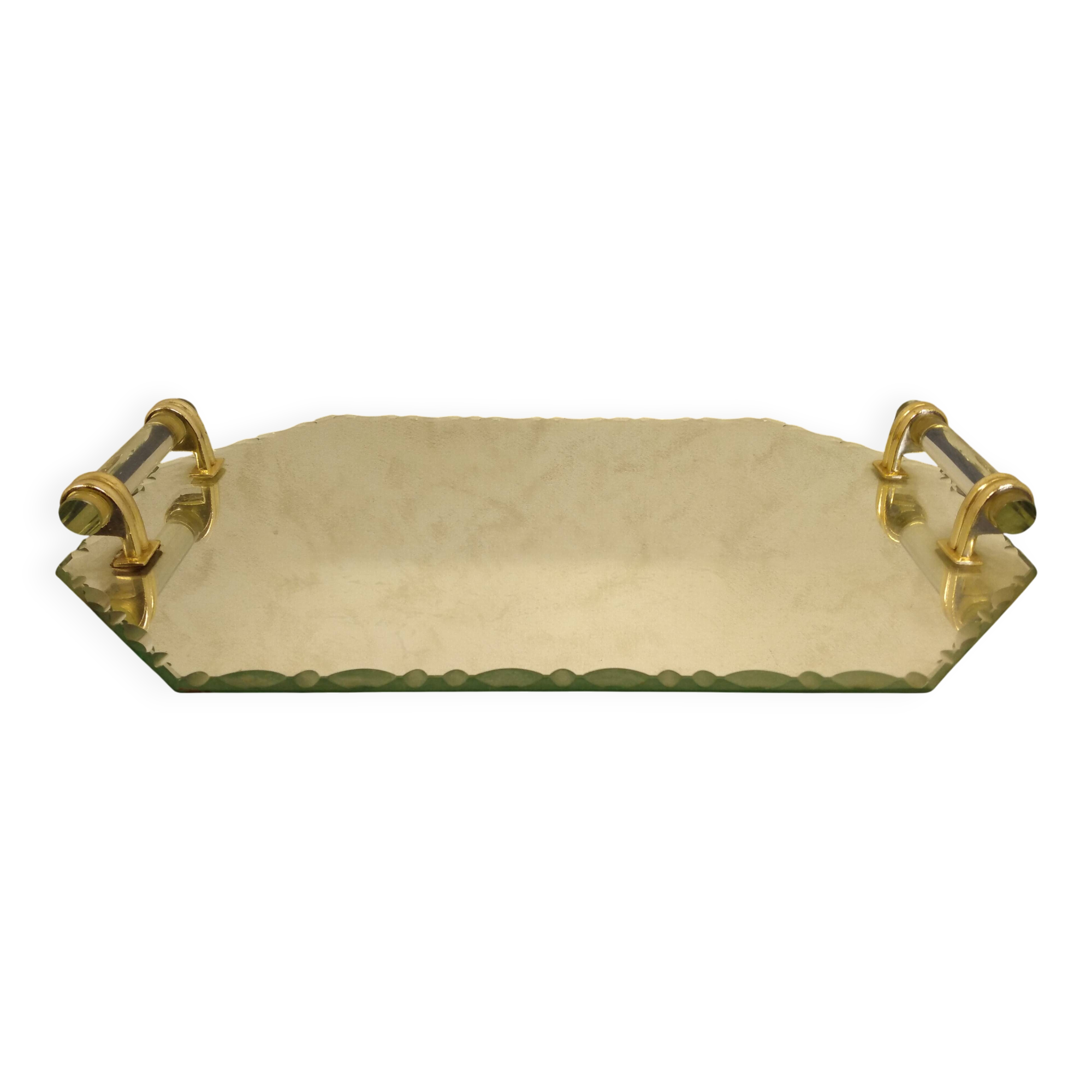 Plateau Art Déco biseauté vintage St Gobain