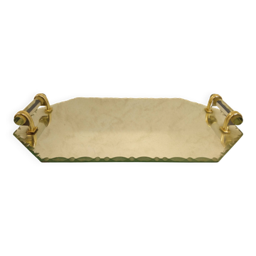 Plateau Art Déco biseauté vintage St Gobain