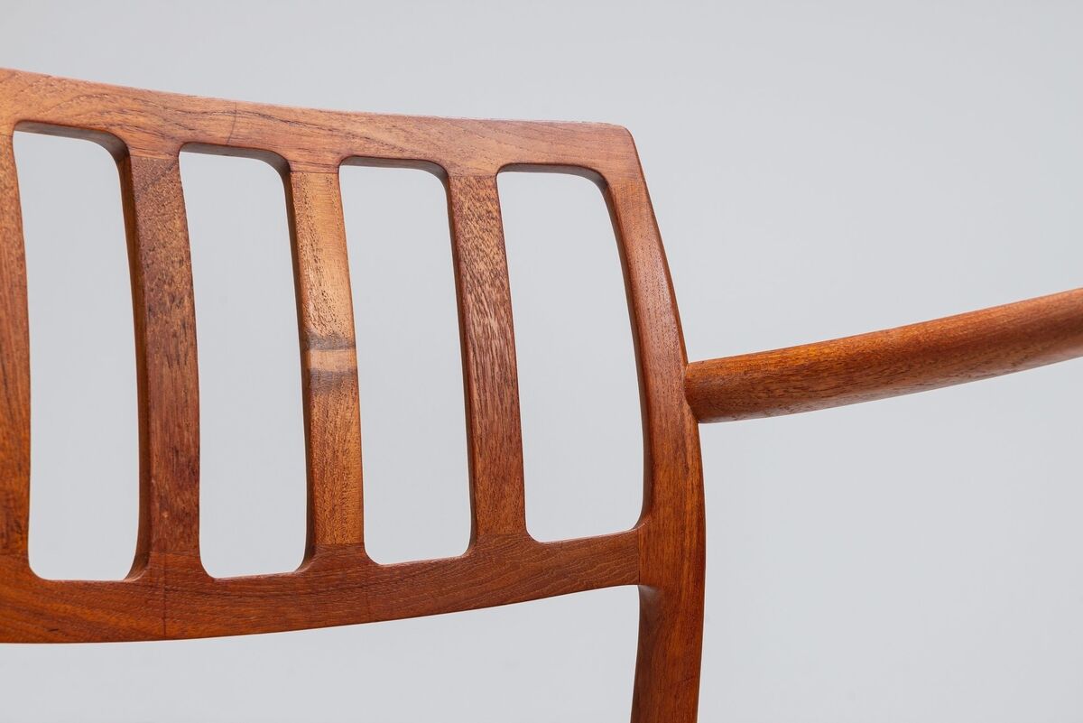 Niels Otto Moller model 66 armchairs in teak and paper cord Denmark 1970