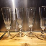 4 champagne flutes with cut sides, late 19th century
