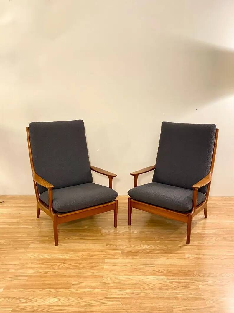Pair of Scandinavian armchairs by Edvard Valentinsen for Fraska, Denmark 1960s.
