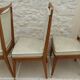 6 Vintage chairs in white beige imitation leather and solid wood with brass legs