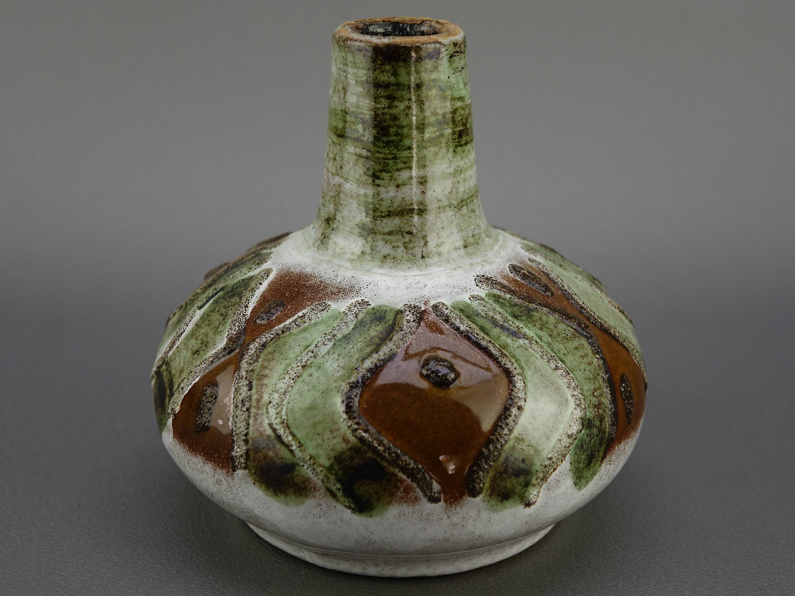 Vase pansu en terre cuite émaillé vintage design 50-60