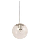 Small Limburg chrome pendant light with transparent glass ball, Germany, 1970s.